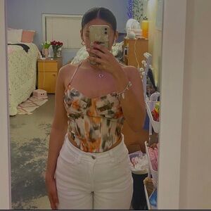 SHEIN Orange Yellow Bodysuit Bustier Tank Top